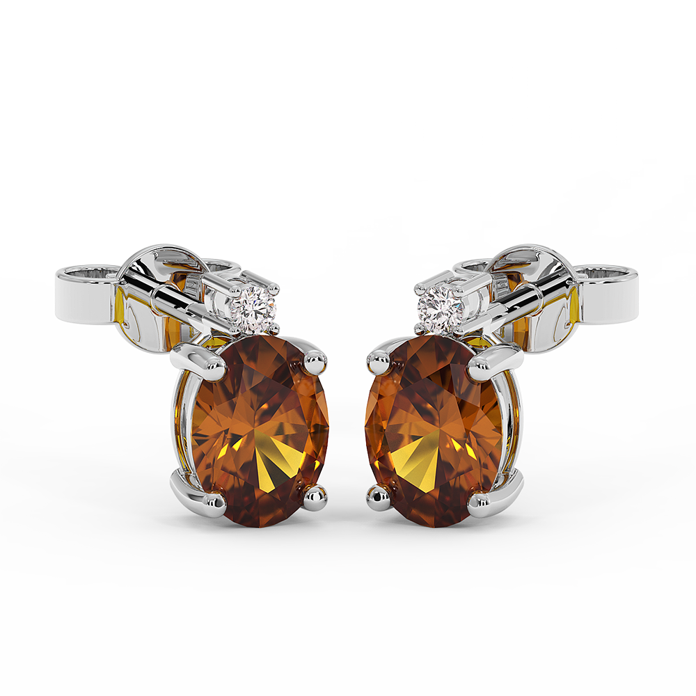 18K Gold Diamond Citrine Earrings